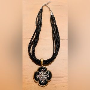 Carolyn Pollack necklace and enhancer black onyx Sterling and brass